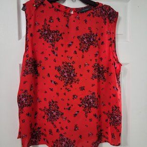Primark red floral sleeveless‎ top Size 16